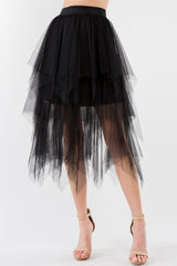 Ruffle Asymmetric Tulle Skirt