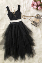 Ruffle Asymmetric Tulle Skirt