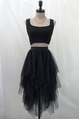 Ruffle Asymmetric Tulle Skirt